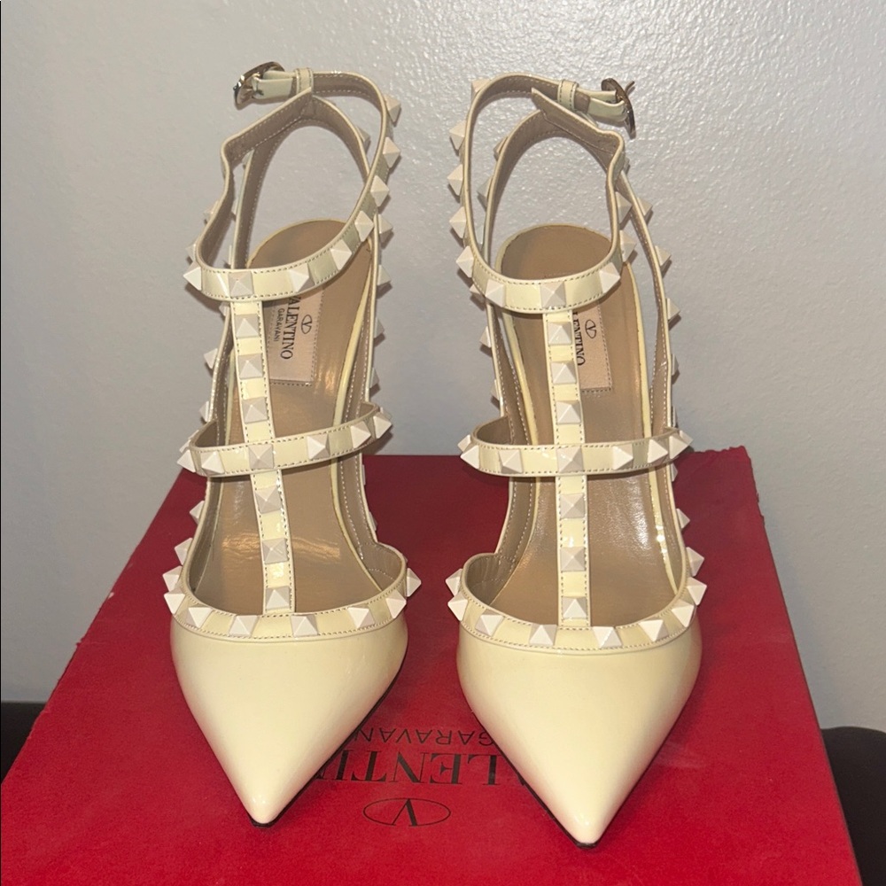 Valentino Women's Cream Studded Heels